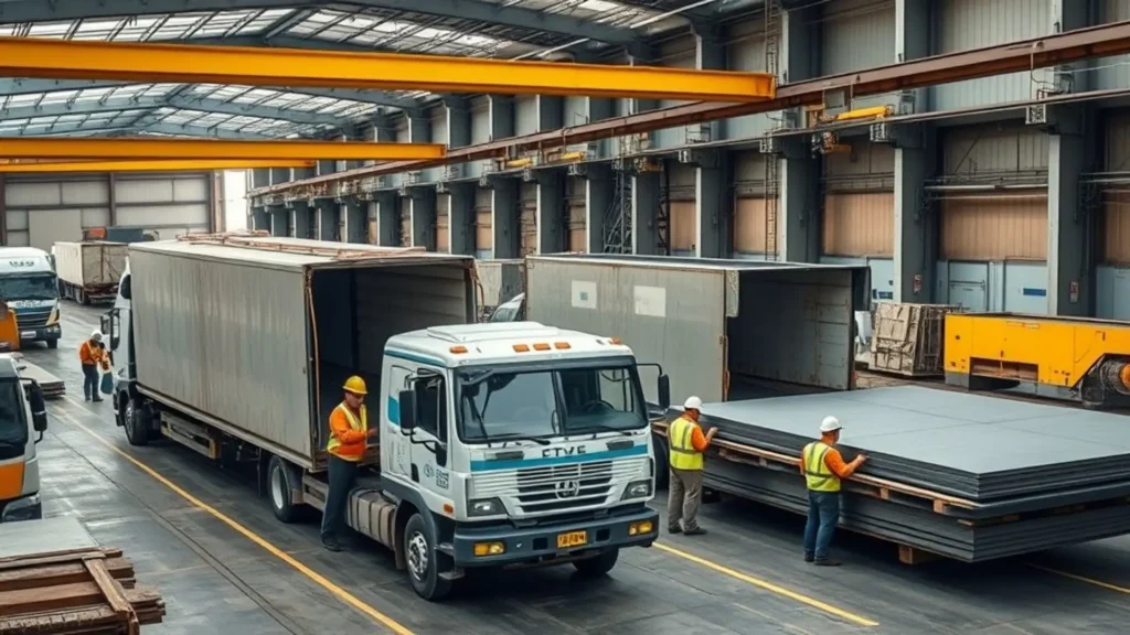 Logística de oxicorte com carregamento de chapas de aço prontas para entrega em todo o Brasil